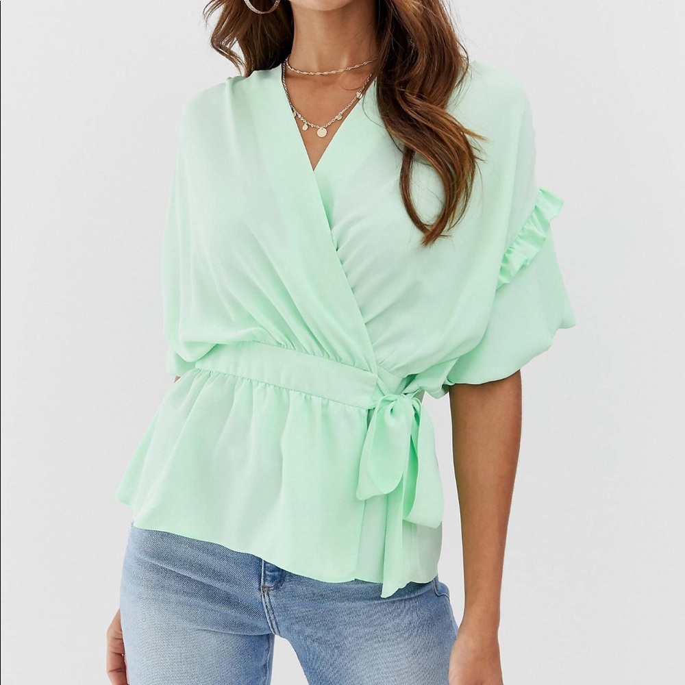 Wrap top with ruffle detail
